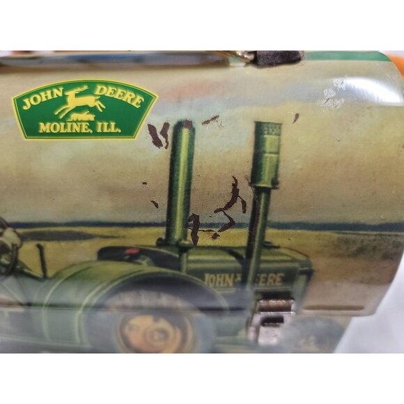 Vintage John Deere Metal Lunchbox With Tractor Design & Yellow Handle - Picture 7 of 16